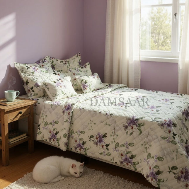 B21 - Queen 5pc Bedspread Big Frill - Biggest Diamond - Winter Material