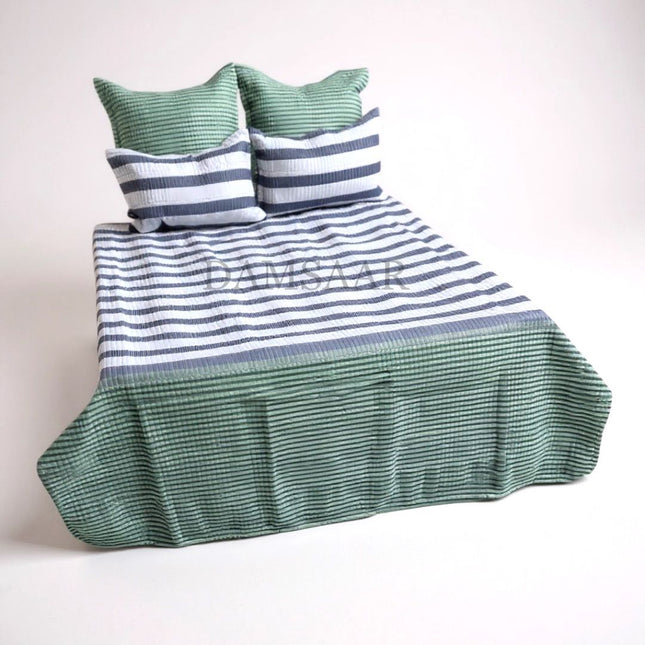 B10 - Double 5pc Cheap Bedspread - Zig Zag - Printed - Polyester 65gsm