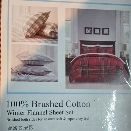 (S75)Q4PC 100%BRUSHED COTTON WINTER FLANNEL SHEET