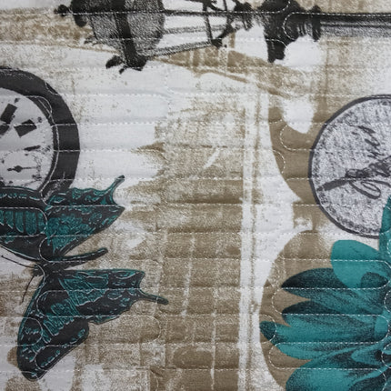 B10 - Double 5pc Cheap Bedspread - Zig Zag - Printed - Polyester 65gsm