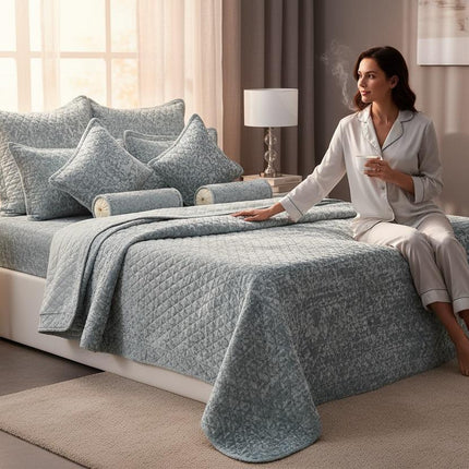 B2 - King 9pc Exclusive Velvet Bedspread Set