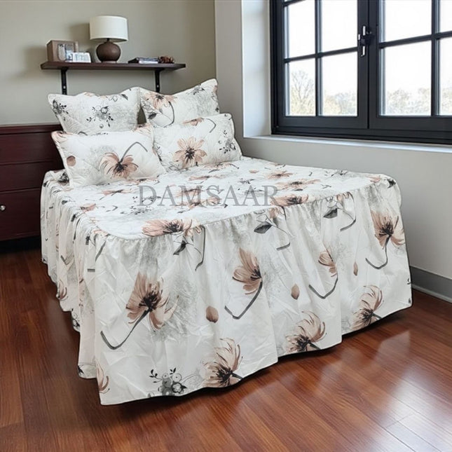 B21 - Queen 5pc Bedspread Big Frill - Biggest Diamond - Winter Material