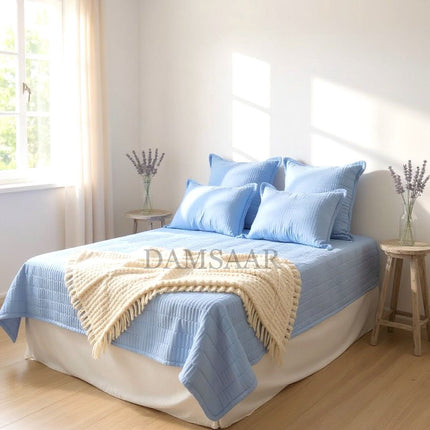 B9 - Double 5pc Bedspread Zig Zag - Dyed - 65gsm