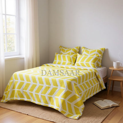 B10 - Double 5pc Cheap Bedspread - Zig Zag - Printed - Polyester 65gsm