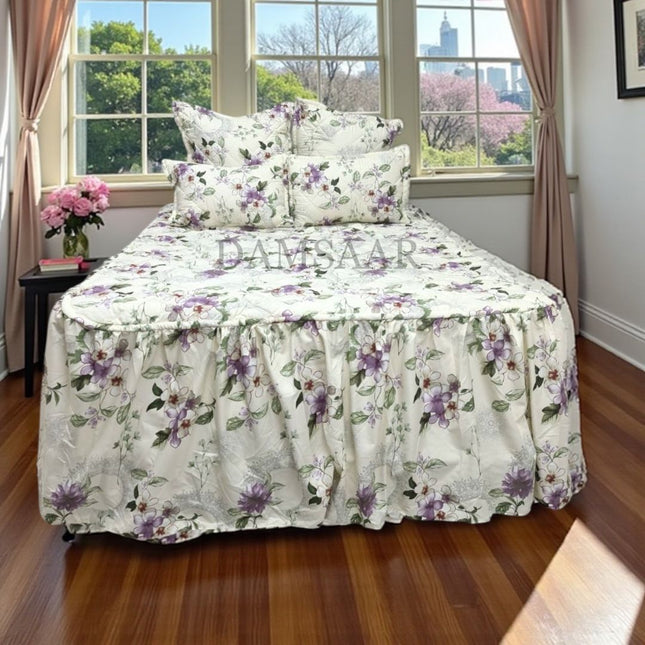 B21 - Queen 5pc Bedspread Big Frill - Biggest Diamond - Winter Material