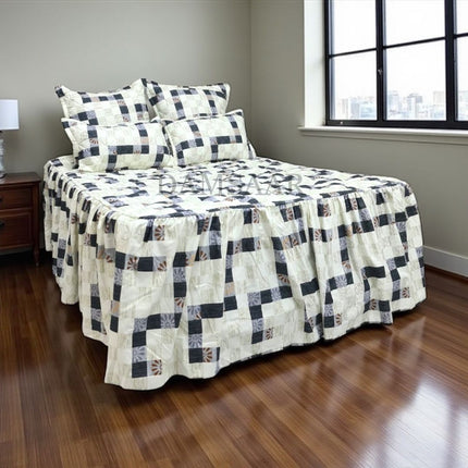 B21 - Queen 5pc Bedspread Big Frill - Biggest Diamond - Winter Material