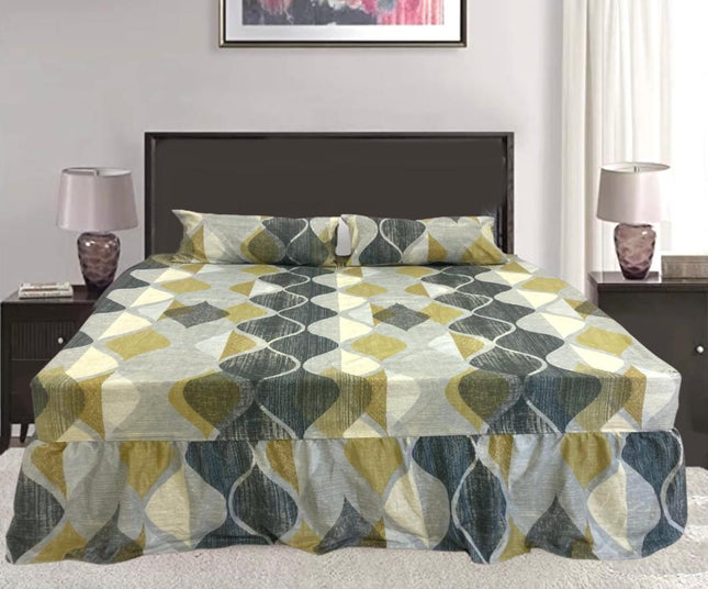 Damsaar - 3pc Frilled Valance Fitted Sheet - Easy Bed Sheet - Microfiber