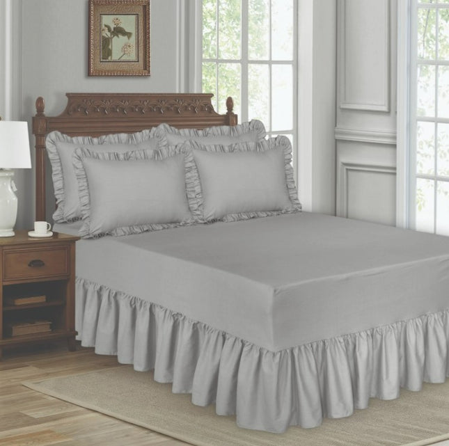 Damsaar - 5pc Frilled Valance Fitted Sheet Set - Poly Cotton
